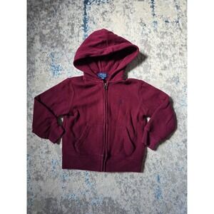 Polo Ralph Lauren Toddler Boys 3T Burgundy and Navy Full Zip‎ Hooded Sweatshirt